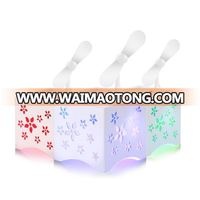 Hollow out flower led light cool fan USB humidifier diffuser essential oil electrical diffuser