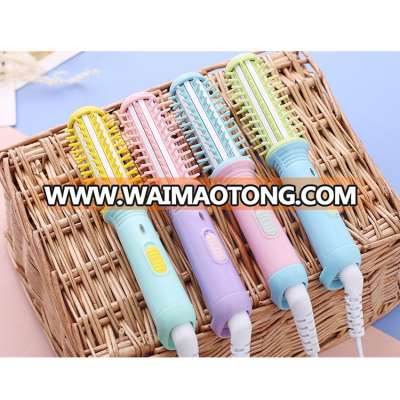 4 color fruit style mini fast electric hair straightener lcd temperature straightening hair brush comb