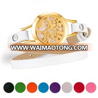 25Mm Aromatherapy/Essential Oil Diffuser Locket Bracelet Leather Band With 8 Color Pads